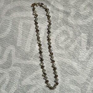 Gray Beaded Long Necklace w/ Gray Clear and Gray Opaque Beads